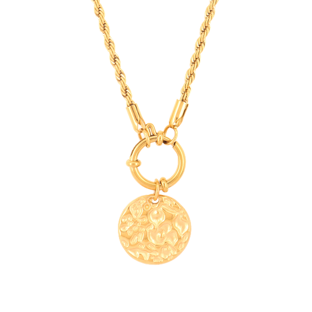 Birth Flower Necklace - 316L Stainless Steel Irregular Round Pendant