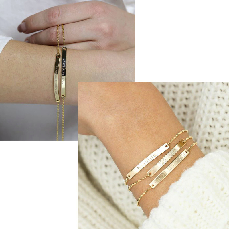 Elegant Personalized ID Bar Br - Coordinates Bracelet 评论和价格