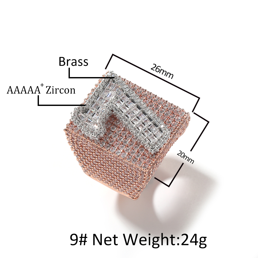Uwin Big Square Custom Rings T - Initial Ring Custom 评论和价格