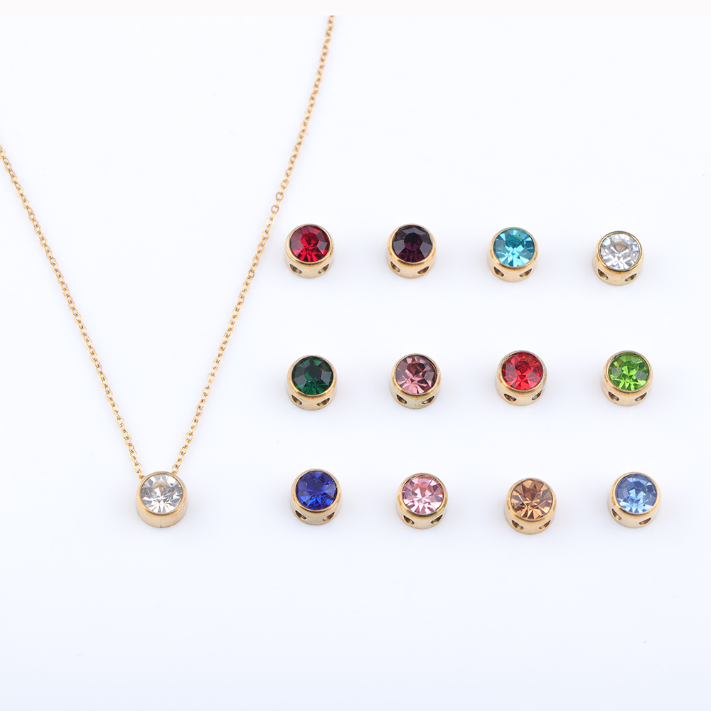 Stainless Steel 12 Birthstones - Birth Flower Necklace 评论和价格