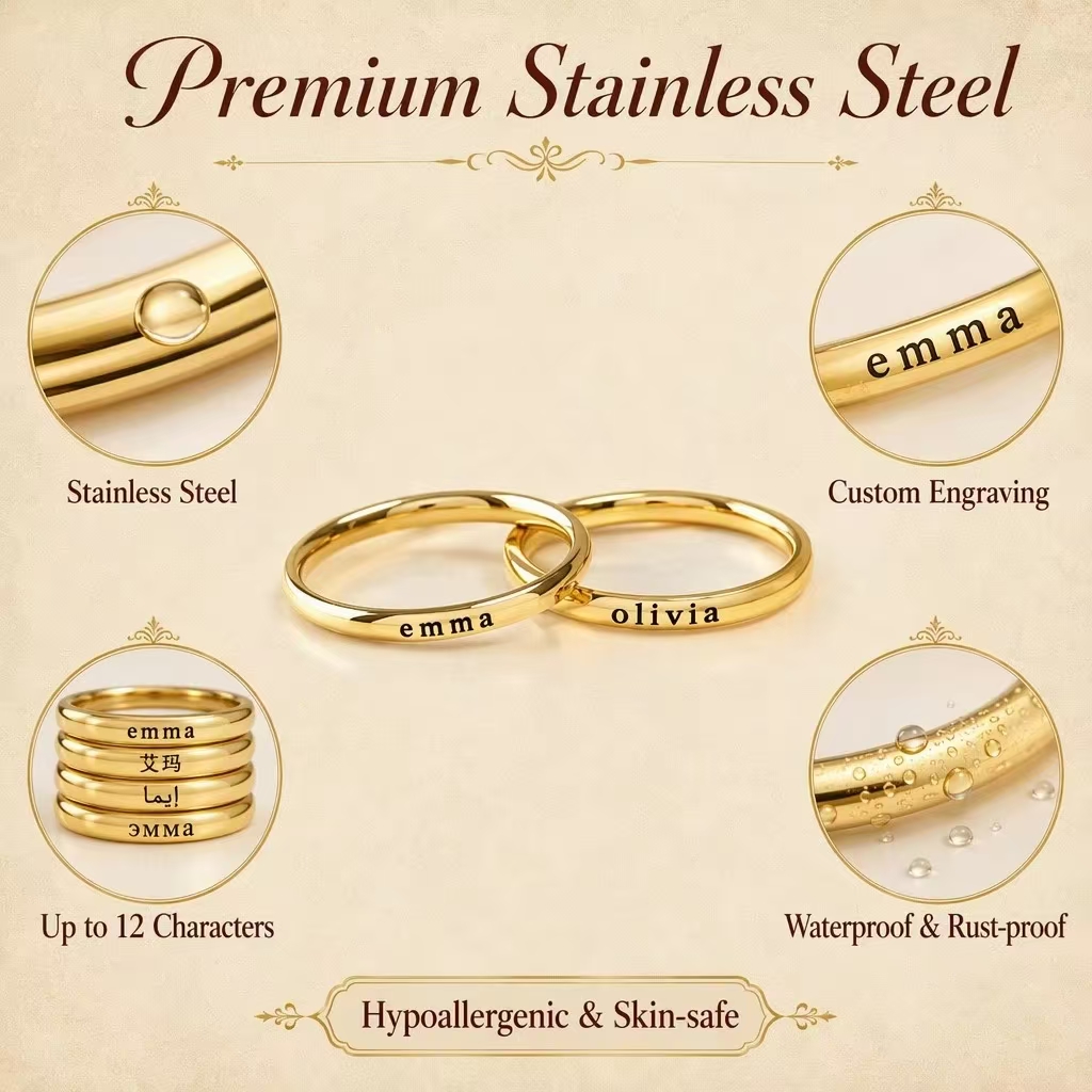 Personalized Engraved Name Rin - Initial Ring Custom 评论和价格