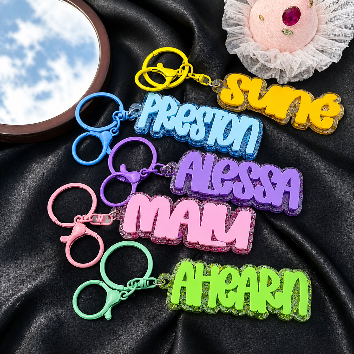 Custom Name Acrylic Keychain P - Initial Ring Custom 评论和价格